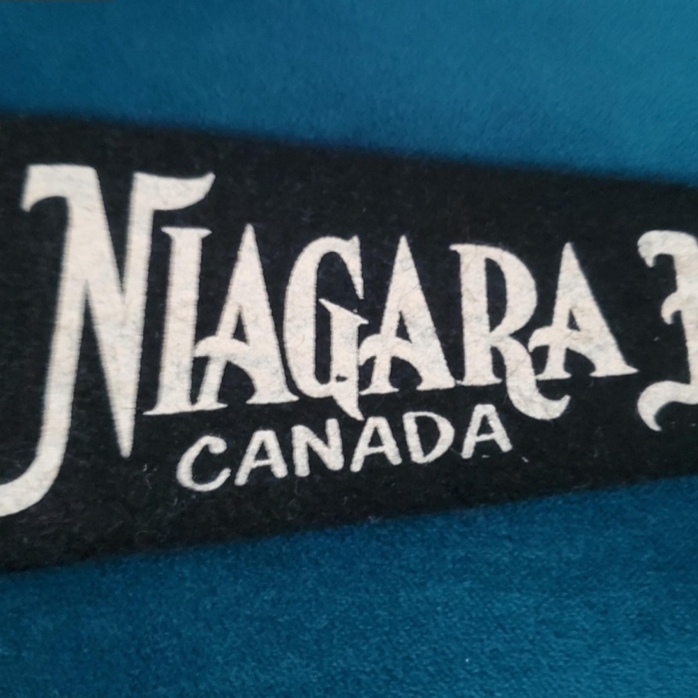 VINTAGE Souvenir/felt wall Pennant/HorseShoe falls illuminated/Niagara falls
